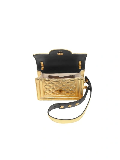 Shop Balmain Gold Laminated & Quilted Leather 18 B-bag