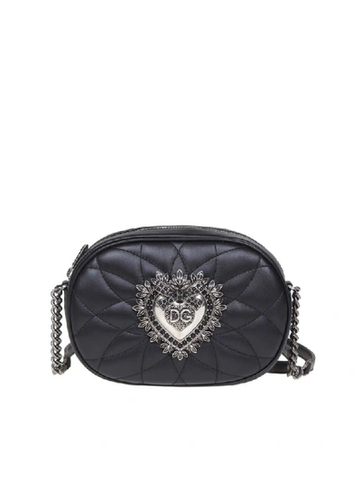 Shop Dolce & Gabbana Cross Bag Devotion Room In Matelassé Nappa In Black