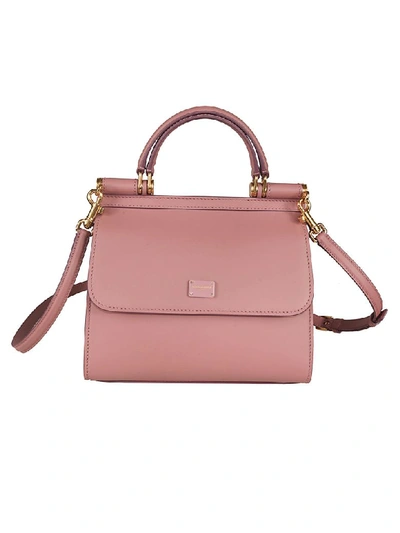 Shop Dolce & Gabbana Sicily Shoulder Bag In Dark Pink