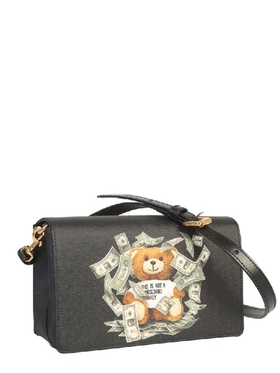Shop Moschino Dollar Teddy Bear Shoulder Bag In Nero