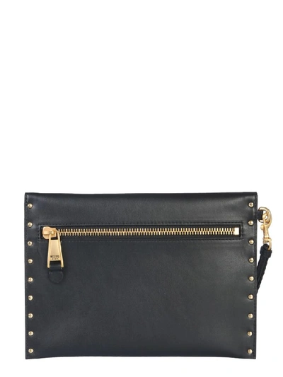 Shop Moschino Leather Clutch In Nero