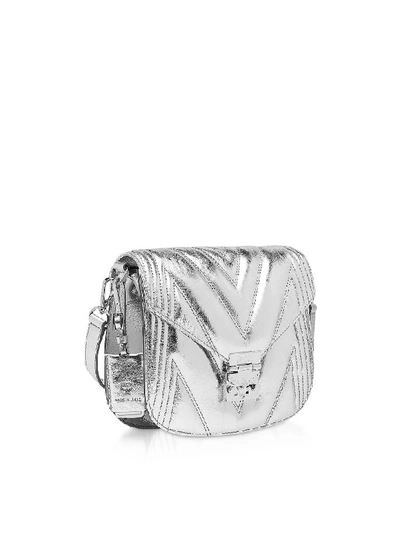 Shop Mcm Quilted Metallic Leather Patricia Shoulder Bag In Silver