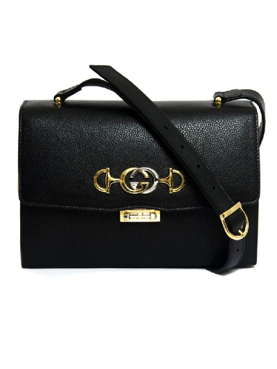 Shop Gucci Zumi Black Leather Shoulder Bag In Nero