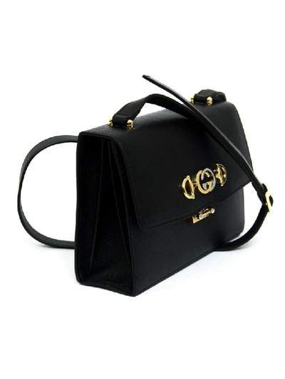 Shop Gucci Zumi Black Leather Shoulder Bag In Nero