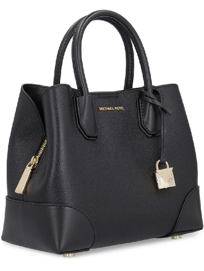 Shop Michael Kors Mercer Gallery Leather Tote-bag In Black