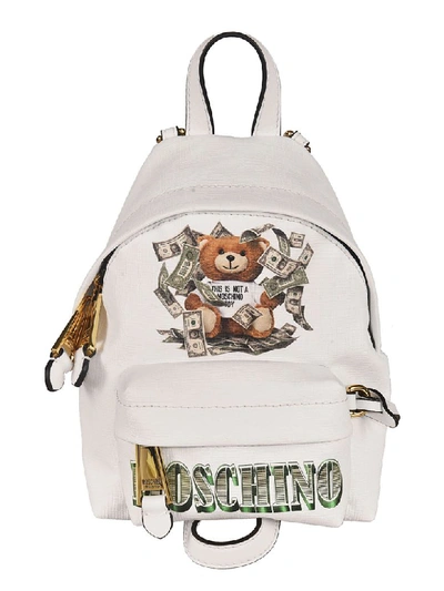Shop Moschino Mini Teddy Bear Backpack In White
