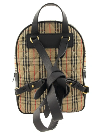 Shop Burberry Small Checked Backpack In Black