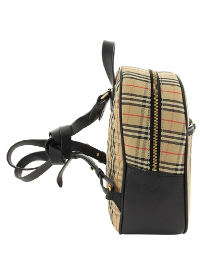 Shop Burberry Small Checked Backpack In Black
