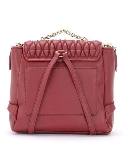 Shop Furla Pin Cometa Backpack In Quilted Cherry Leather In Rosso