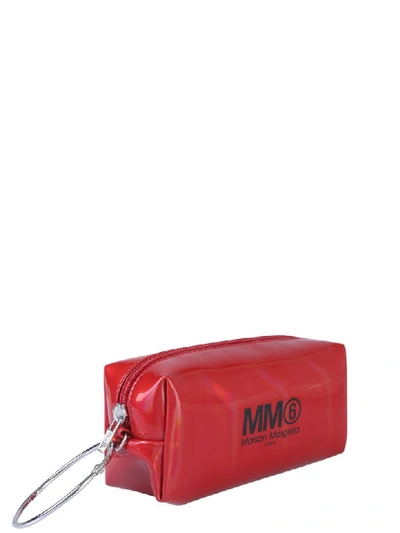Shop Mm6 Maison Margiela Clutch With Logo And Ring In Rosso