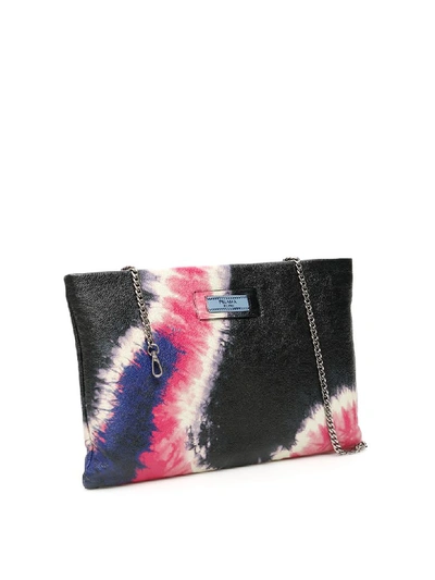 Shop Prada Tie-dye Clutch In Nero Pink (black)