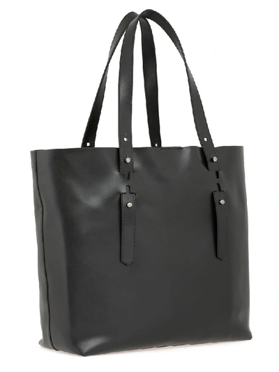 Shop Hogan Leather Shopping Bag In Black