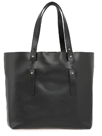 Shop Hogan Leather Shopping Bag In Black