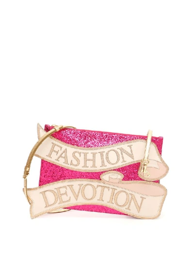Shop Dolce & Gabbana Fashion Devotion Clutch In Fuxia Multicolor (fuchsia)