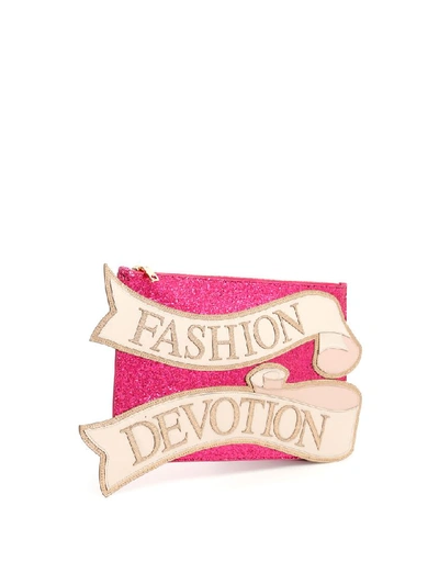 Shop Dolce & Gabbana Fashion Devotion Clutch In Fuxia Multicolor (fuchsia)