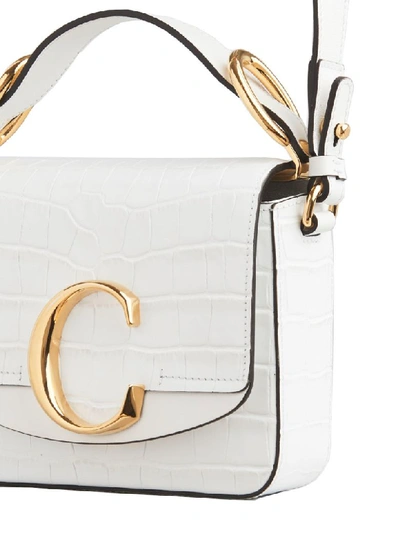 Shop Chloé C Logo Mini Bag Shiny Leather In Brilliant White