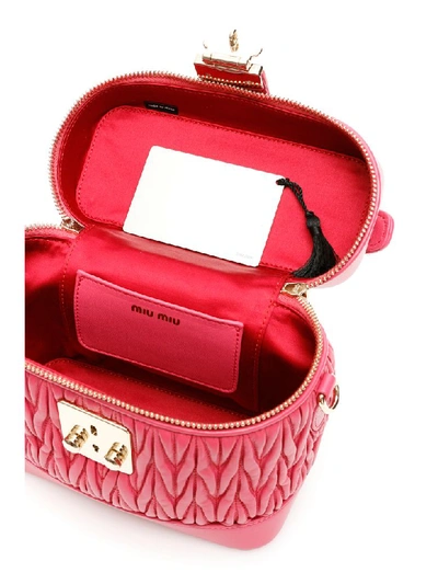 Shop Miu Miu Miu Confidential Matelasse Beauty Case In Magenta (fuchsia)