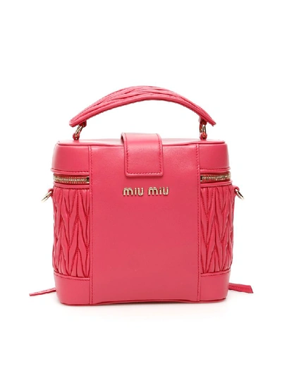 Shop Miu Miu Miu Confidential Matelasse Beauty Case In Magenta (fuchsia)