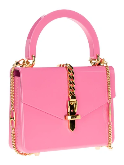 Shop Gucci Sylvie 1969 Plexiglas Mini Top Handle Bag In Pink