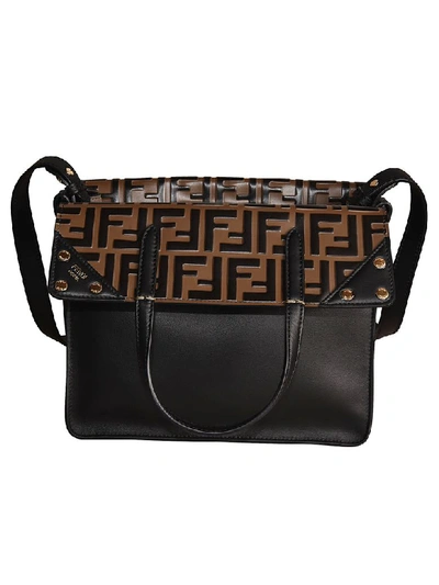 Shop Fendi Flip Reg Shoulder Bag In Black/maya