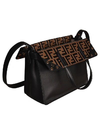Shop Fendi Flip Reg Shoulder Bag In Black/maya