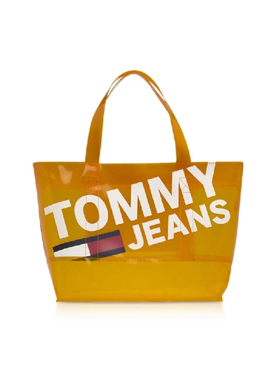 Shop Tommy Hilfiger Tommy Transparent Tote Bag In Orange