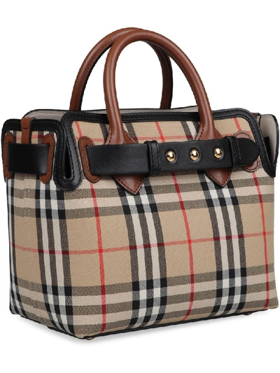 Shop Burberry Ll Baby Belt Bag Checked Canvas Handbag In Beige