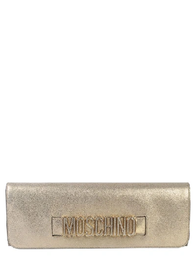 Shop Moschino Clutch With Logo In Oro