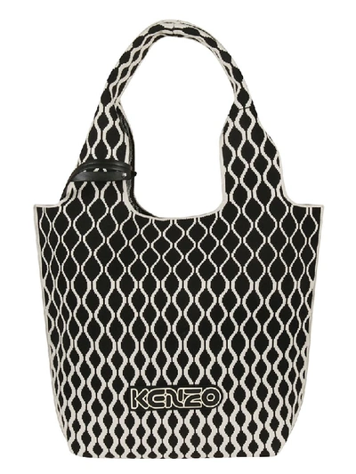 Shop Kenzo Small Patterned Tote In Black