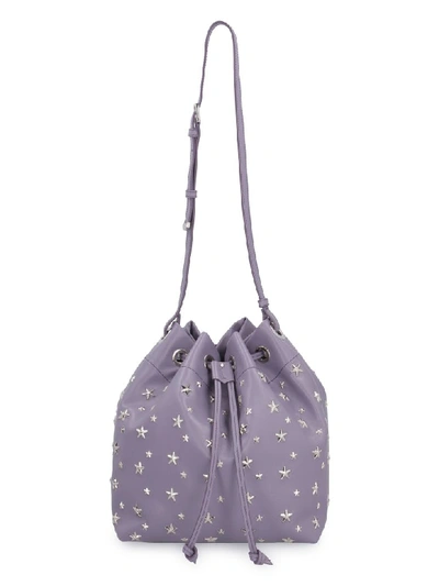 Shop Jimmy Choo Juno Leather Bucket Bag In Purple