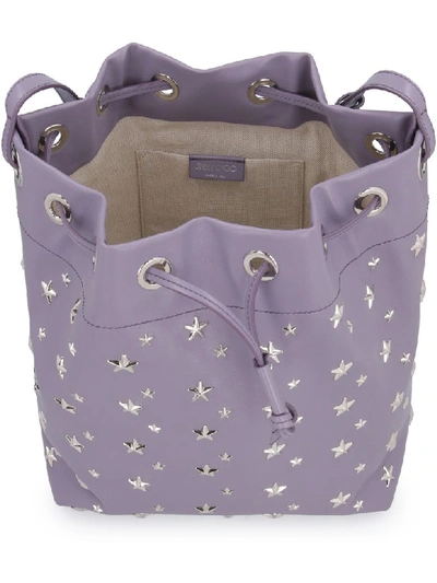 Shop Jimmy Choo Juno Leather Bucket Bag In Purple