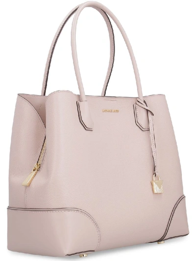 Shop Michael Kors Mercer Gallery Leather Tote Bag In Pink