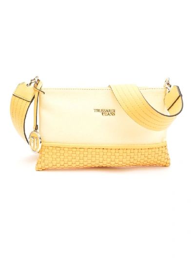 Shop Trussardi Mimosa Faux Leather Clutch In Yellow