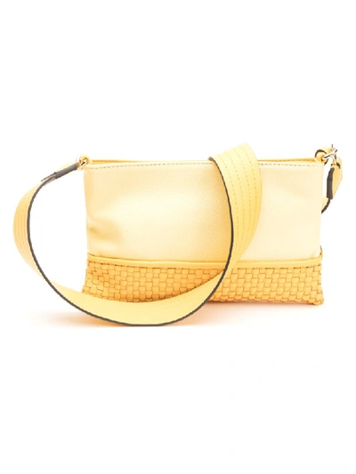 Shop Trussardi Mimosa Faux Leather Clutch In Yellow