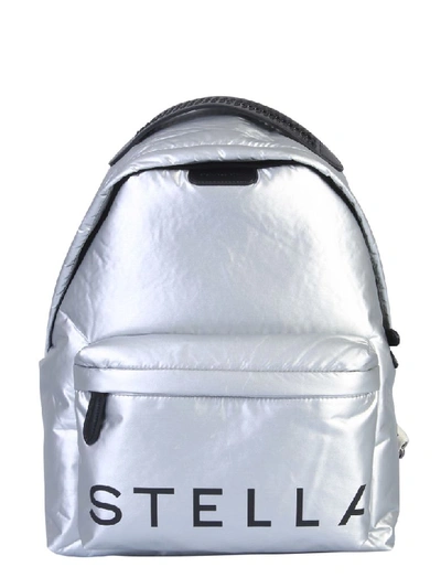 Shop Stella Mccartney Falabella Logo Backpack In Argento