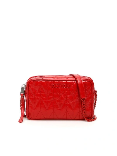 Shop Miu Miu Quilted Camera Bag In Rosso (red)