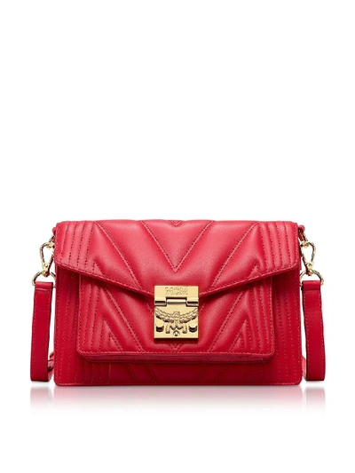 Shop Mcm Red Patricia Quilted Small Crossbody Bag