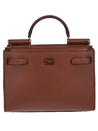 Shop Dolce & Gabbana Logo Plaque Tote In Brown