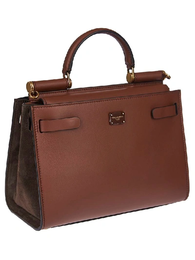 Shop Dolce & Gabbana Logo Plaque Tote In Brown