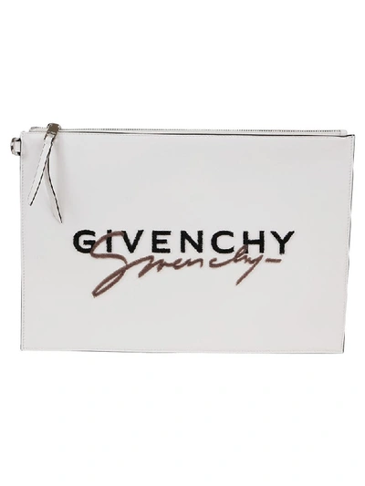 Shop Givenchy Emblem Large Pouch In White