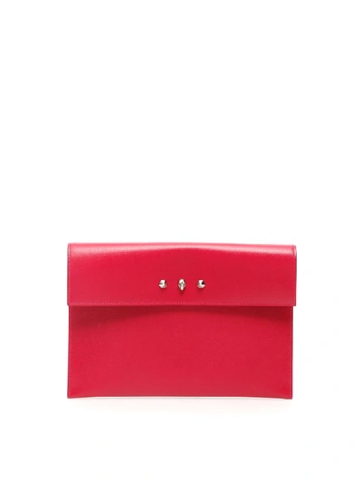 Shop Alexander Mcqueen Skull Envelope Pouch In Orchid Pink (fuchsia)