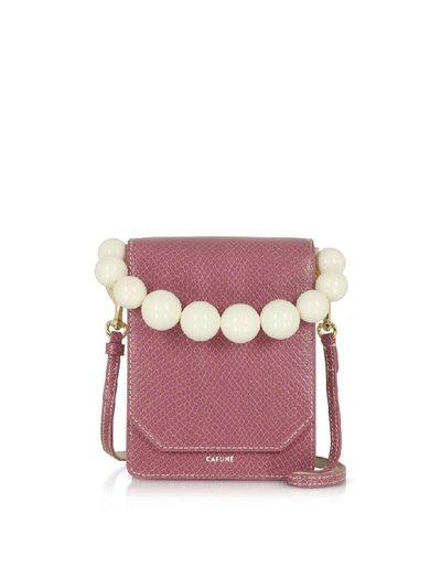 Shop Cafuné Mauve Leather Bellows Crossbody Bag