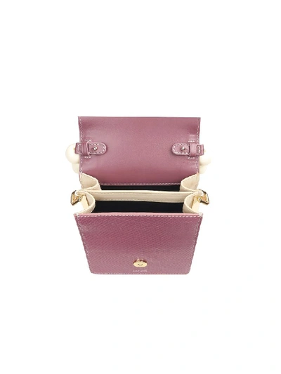 Shop Cafuné Mauve Leather Bellows Crossbody Bag