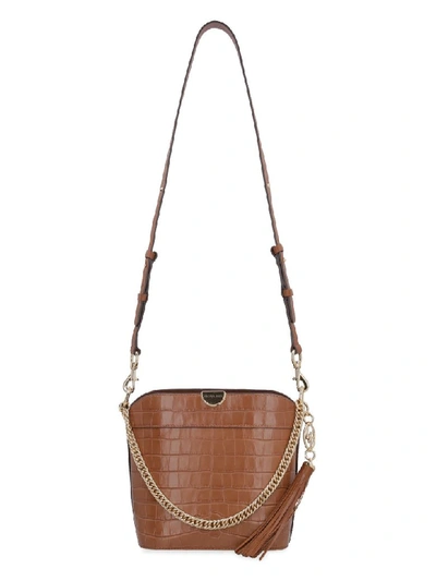 Shop Michael Michael Kors Bea Leather Bucket Bag In Saddle Brown