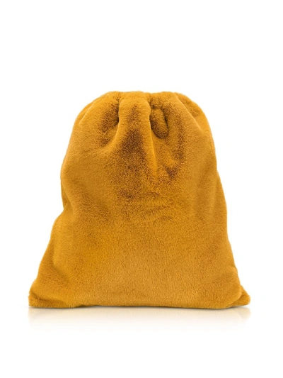 Shop Mm6 Maison Margiela Fresia Yellow Furry Drawstring Backpack In Camel