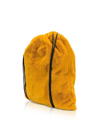 Shop Mm6 Maison Margiela Fresia Yellow Furry Drawstring Backpack In Camel