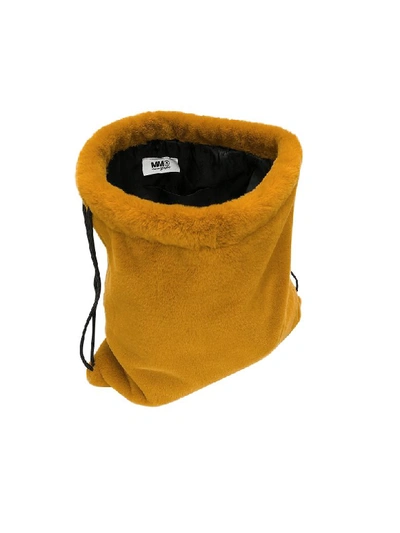 Shop Mm6 Maison Margiela Fresia Yellow Furry Drawstring Backpack In Camel