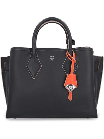 Shop Mcm Milla Leather Handbag In Black