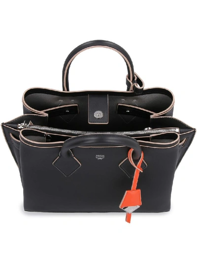 Shop Mcm Milla Leather Handbag In Black