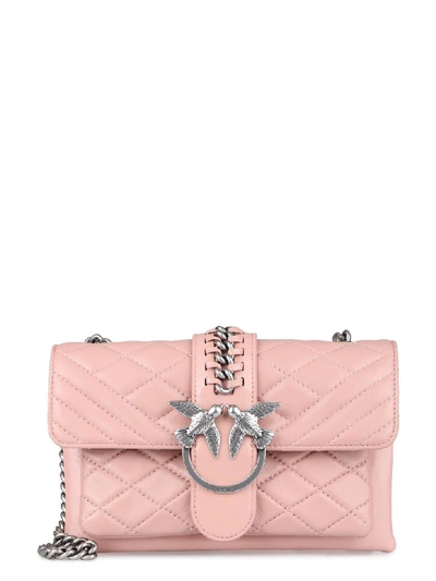 Shop Pinko Mini Love Quilted Leather Bag In Pink